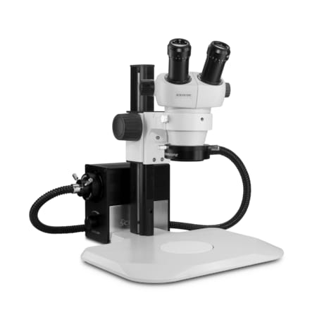 Scienscope ELZ Stereo Zoom Binocular With Fiber-Optic LED On Ergo-Track Stand ELZ-PK2-AN